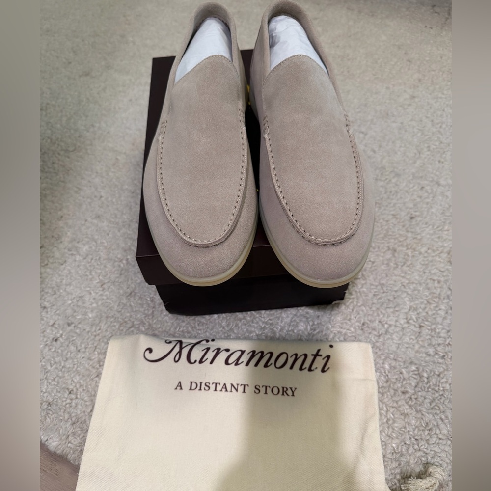 Men’s Suede Slip-On Loafers in Light Beige